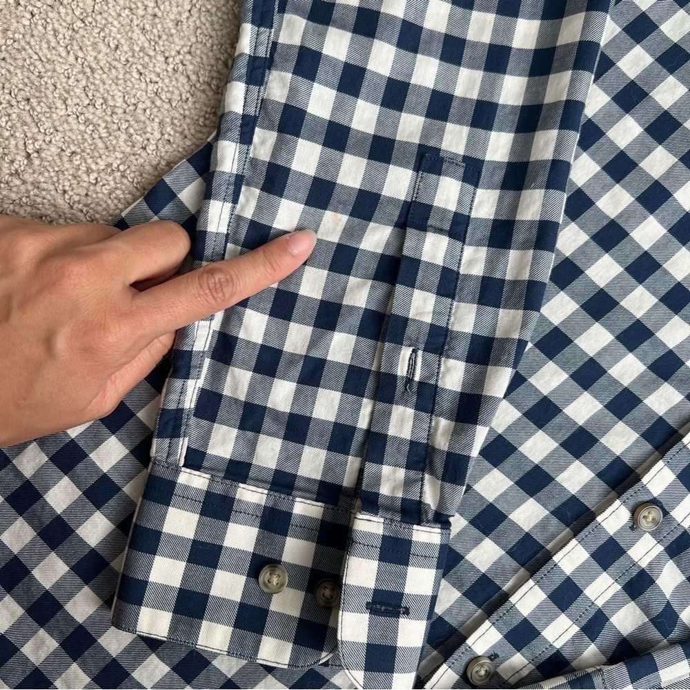 Navy and White Gingham Button Down Shirt - Picture 5 of 9
